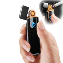 Isqueiro Recarregável Usb Eletrônico Touch Led Acendedor A Prova De Vento Premium