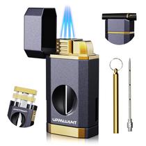 Isqueiro Triple Flame Uppallant com cortador e suporte em V Isqueiro Triple Flame Uppallant com cortador e suporte em V