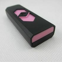 Isqueiro USB Recarregável - Preto com rosa - Generic