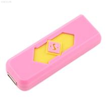 Isqueiro USB Recarregável - Rosa com amarelo - Generic