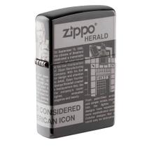Isqueiro Zippo 49049 Classic Newsprint Design Black Ice