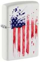 Isqueiro Zippo Bolso Branco Fosco com Bandeira dos EUA Isqueiro Zippo Bolso Branco Fosco com Bandeira dos EUA