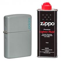 Isqueiro Zippo Cinza Logo Design 49452ZL com Fluido 125ml Isqueiro Zippo Cinza Logo Design 49452ZL com Fluido 125ml