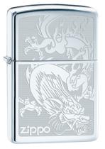 Isqueiro Zippo Dragão Gravado Cromo Alto Brilho Isqueiro Zippo Dragão Gravado Cromo Alto Brilho