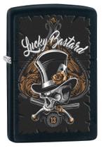 Isqueiro Zippo Lucky Bastard Caveira Preto Fosco 80196 Isqueiro Zippo Lucky Bastard Caveira Preto Fosco 80196