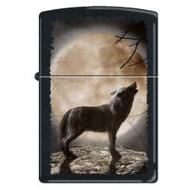 Isqueiro Zippo Wolf Howling at Moon Black Matte, 3731