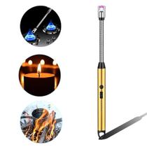 Isqueiros Acendedores Eletrônico Flexível com USB Recarregável Rotação 360 Graus em Aço Inoxidável TB1904AM