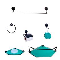 it Para Banheiro Topázio Luxo Preto Vidro Sextavado Verde it Para Banheiro Topázio Luxo Preto Vidro Sextavado Verde