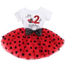 It's My 1st Birthday Outfits Cake Smash Photo Props Roupa de Natal para recém-nascidos Fancy Dress Up Headband Toddler Wild One Two Three Party Clothes Set para meninas Ladybig-My 2nd Birthday 2T