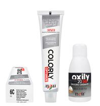 Itely Tinta Colorly Optimus 6C Louro Escuro Cinza 60 ml + Oxily 20 Volumes 60 ml