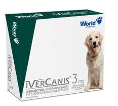Ivercanis 3mg 4 Comp Carrapato Sarna Para Cães Até 15kg World - Kit 2 unidades