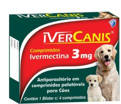 Ivercanis Antiparasita 3 mg 4 comprimidos com 12 - Comprenet