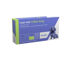 Ivervet Cães Antiparasitário 3mg Biovet 4cpr