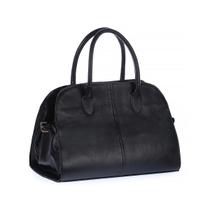 Izzy - Bolsa Feminina Tote Preta em Couro Legítimo Damannu com Fivela e Alça de Ombro