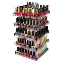 J JACKCUBE DESIGN JackCubeDesign 5 Tier Acrílico 350 Nail Polish 360 Rotating Display Rack Organizer Stand Makeup Cosmetics Storage Box Carousel Shelf with Black Iron Guard(5tier) :MK302-5