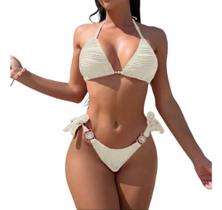 J0102 Bikini Biquíni Fivelas Brilho Alças Finas Laços Verão 4s2984