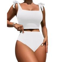 J0401-Bikini Biquini Feminino Hot Pant Amarração Laço Recorte Curtinho Textura Confortável 5AG0401