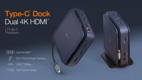 j5create 11 em 1 Hub Dock USBC Dual 4K HDMI Suporta tela dupla estendida 4K para Windows e Mac M1 M2 M3 integrado leit