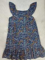 JACA LELE VESTIDO ALCA BABADO DINOSSAUROS Marinho JACA LELE VESTIDO ALCA BABADO DINOSSAUROS Marinho