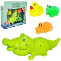 jacare comilao + 3 bichinhos de vinil com som sortidos na caixa - ARK BRASIL