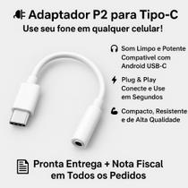 Jack Adapter P2 para Tipo-C Compatível com Galaxy S21 S22 S23 S24, A14 A24 A34 A54