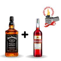 Jack Daniel's Old com Vermelhão e dois copos de shot vidro