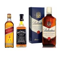 Jack Daniels 375ml + Red Label 500ml + Escocês Finest 750ml