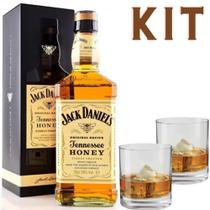 Jack Honey mel 1L Original na caixa com 2 copos de vidro - JACK DANIEL'S