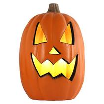 Jack-o'-Lantern - Lanterna Iluminada de Halloween com Cordão Certificado ETL e 2 Fusíveis de Segurança - Decoração JackoLantern Interior ao Ar Livre para Decoração de Casa da Festa de Halloween - Abóbora Redonda Iluminada 16 Polegadas