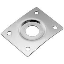 Jack Plate De Metal Quadrado Curvo P10 Cromado Para Guitarra