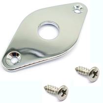 Jack plate losango curvo guitarra CJF Cromado + parafusos Jack plate losango curvo guitarra CJF Cromado + parafusos