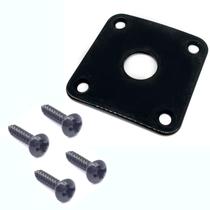 Jack plate metal curvo guitarra Les Paul PRETO + parafusos Jack plate metal curvo guitarra Les Paul PRETO + parafusos