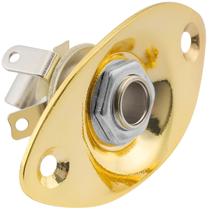Jack Plate Oval Curvo Dourado Com Conector P10 Para Guitarra Baixo Jack Plate Oval Curvo Dourado Com Conector P10 Para Guitarra Baixo
