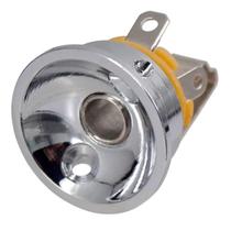 Jack Plate Vintage Redondo Cromado Guitarra Telecaster Com Conector P10