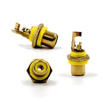 Jack Rca Fêmea Dourado Com Porca Amarelo 10 Unidades