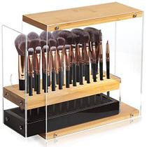 JackCubeDesign 29 furos Acrilic Bamboo Makeup Brush Holder Organizador Beauty Cosmetic Display Stand com Gaveta de Couro (Preto, 8,77 x 3,38 x 8,46 polegadas) :MK228C