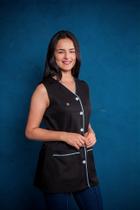 Jaleco Alice - Preto com Azul Bebê - Estilo e Conforto