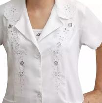 Jaleco avental Feminino Branco Bordado Tecido Microfibra 978 gabardine