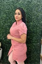 Jaleco - avental- manicure- massoterapeuta - slim manga curta tulipa