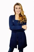 Jaleco Ayla - Azul Marinho Elegante com Decote Quadrado e Bolsos