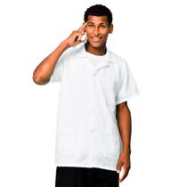 Jaleco Branco 3 Bolsos Manga Curta Com Gola LojaLoja Oxford