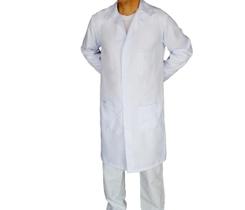 jaleco branco gabardine masculino manga longa com bolsos e gola