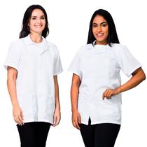 Jaleco Branco Manga Curta Com Gola 3 Bolsos LojaLoja Oxford