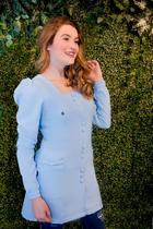 Jaleco Emilli Manga Longa Azul Bebê - Elegante e Confortável