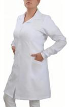 Jaleco Enfermagem Manga Longa Branco Co Branco G