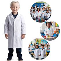 Jaleco Escolar Infantil Branco Unissex Manga Longa Laboratório