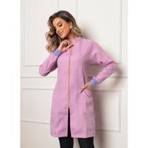 Jaleco Feminino Acinturado com Zíper e Punhos Lilás Nice