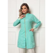 Jaleco Feminino Acinturado com Zíper Verde Claro Nice