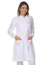 Jaleco feminino acinturado gola padre com punho