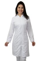 Jaleco feminino acinturado gola padre com zíper